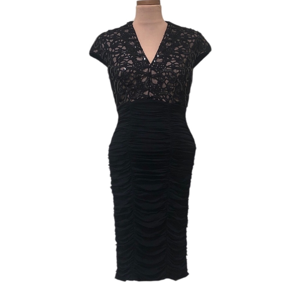 Tadashi Shoji Cocktail Dress Size 8 Black Sequin Lace